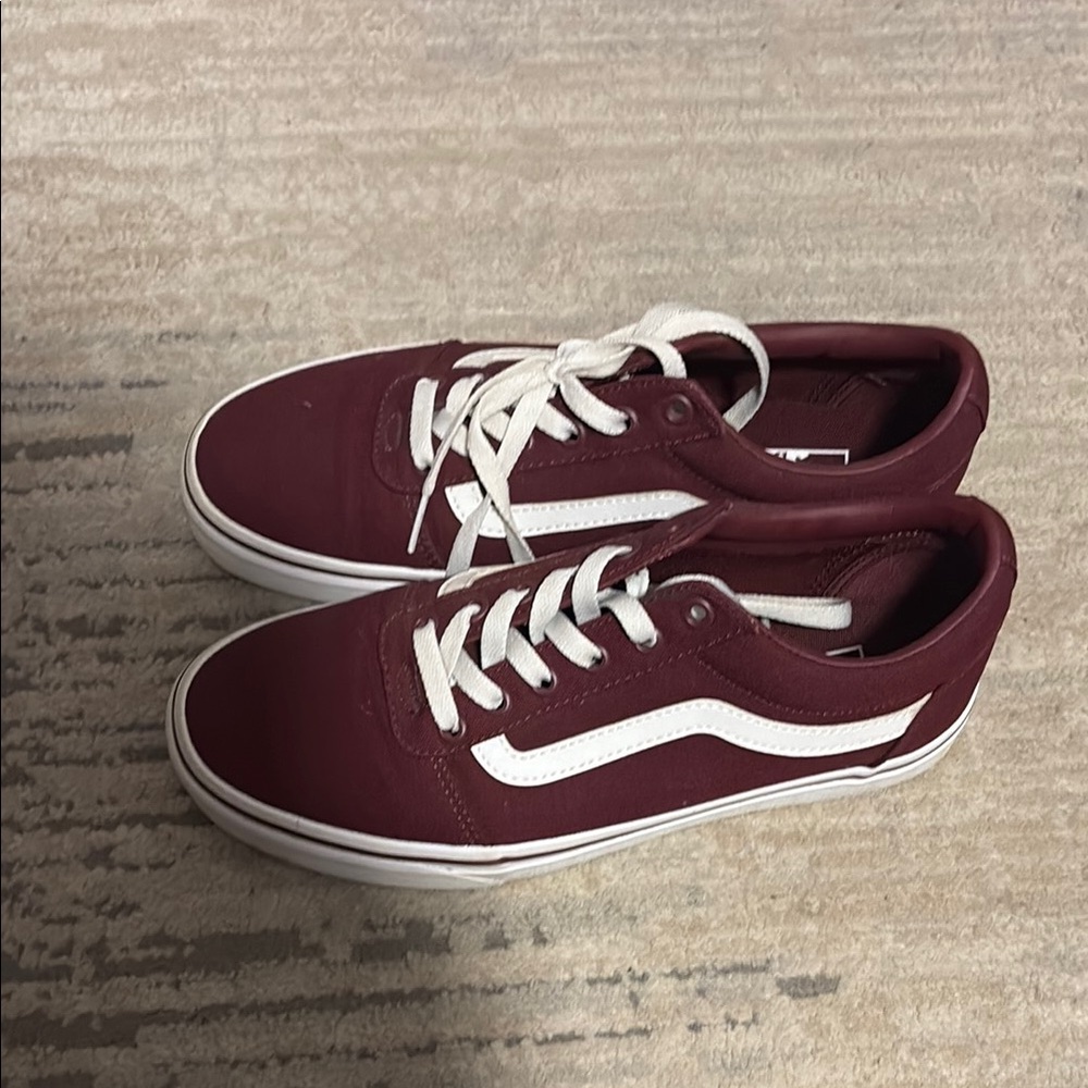 Vans Burgundy and White Casual Sneakers practically brand new!